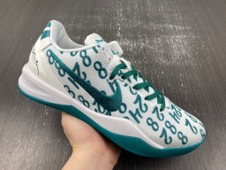White and Teal Patterned Low-Top Indoor Sneakers 4
