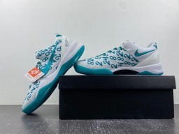 White and Teal Patterned Low-Top Indoor Sneakers 15