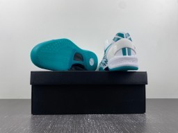 White and Teal Patterned Low-Top Indoor Sneakers 16