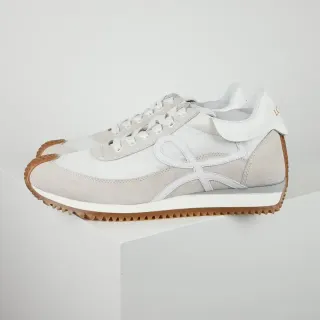 White Beige Low-Top Suede-and-Leather Panelled Lifestyle Sneakers
