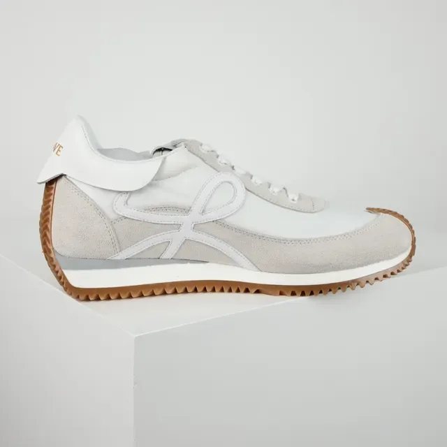 White Beige Low-Top Suede-and-Leather Panelled Lifestyle Sneakers 7