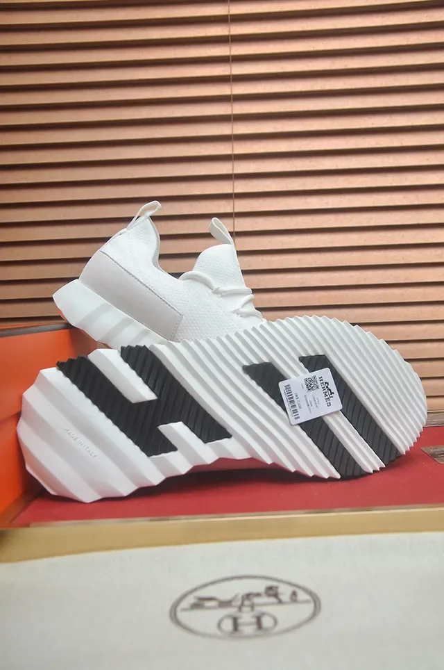 White Black Knit Upper Sculpted Ridged Midsole Sneakers 3