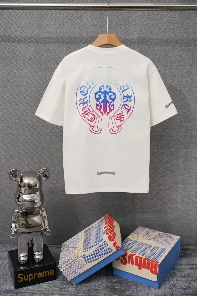 White Blue Crewneck Pocket Tee Top 4