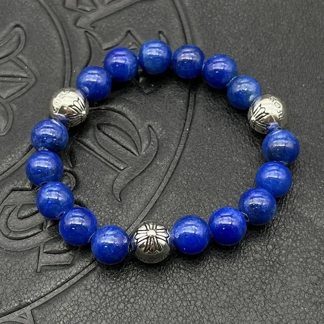 Pulsera de cuentas de oro blanco elástica 3