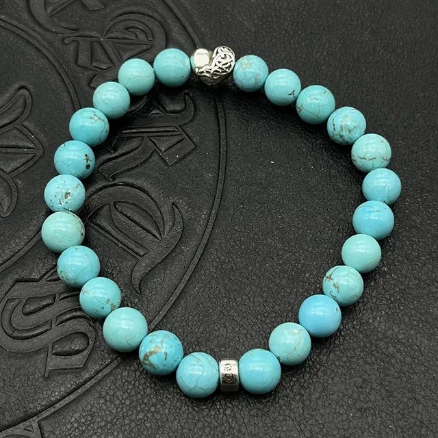Pulsera de cuentas de oro blanco elástica 5
