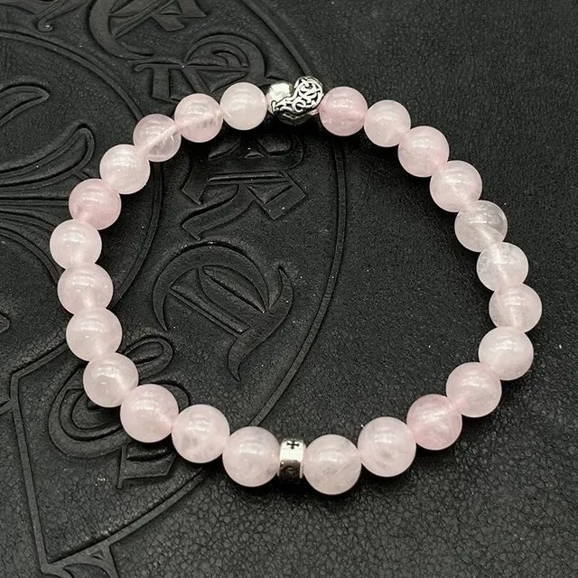 Pulsera de cuentas de oro blanco elástica 9