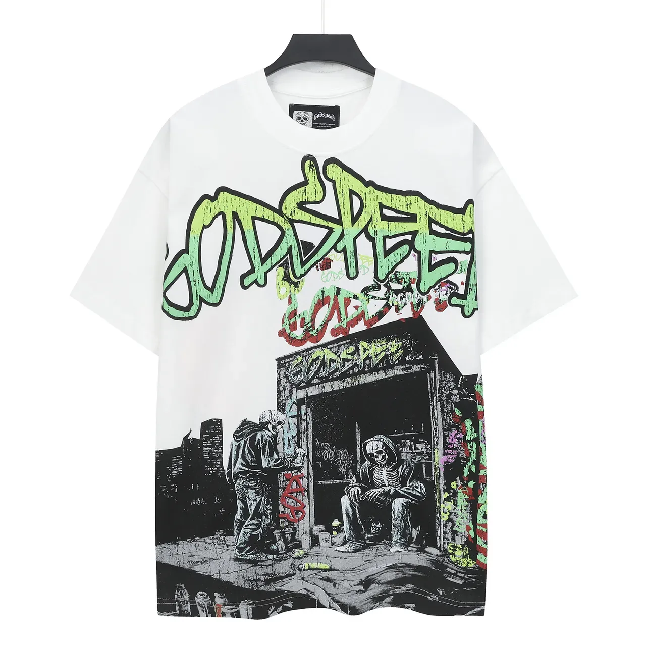 White Graphic-Print Oversized T-Shirt 2