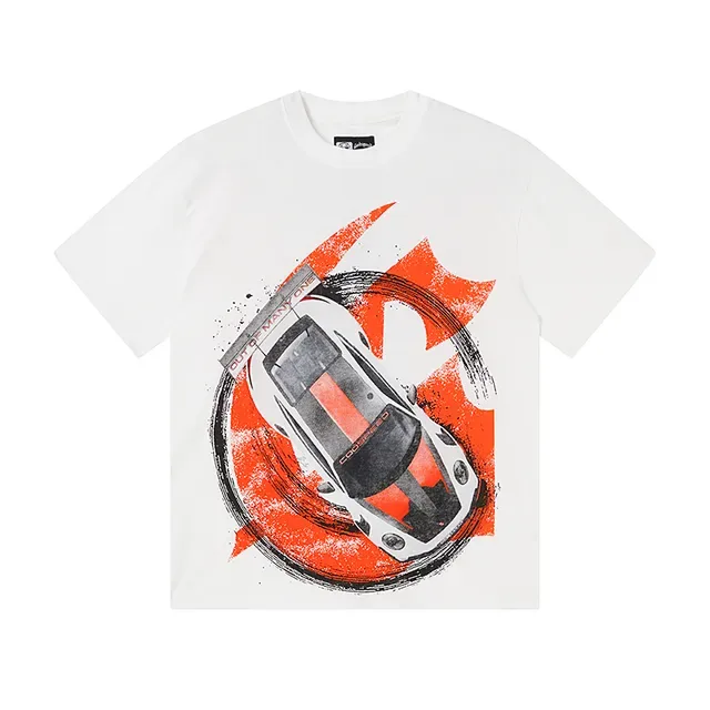 White Graphic-Print Racing Car T-Shirt 2