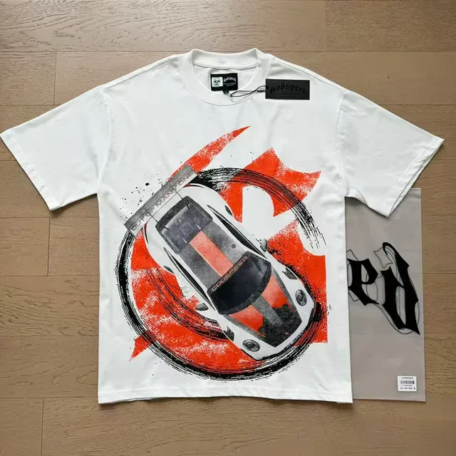 White Graphic-Print Racing Car T-Shirt 10
