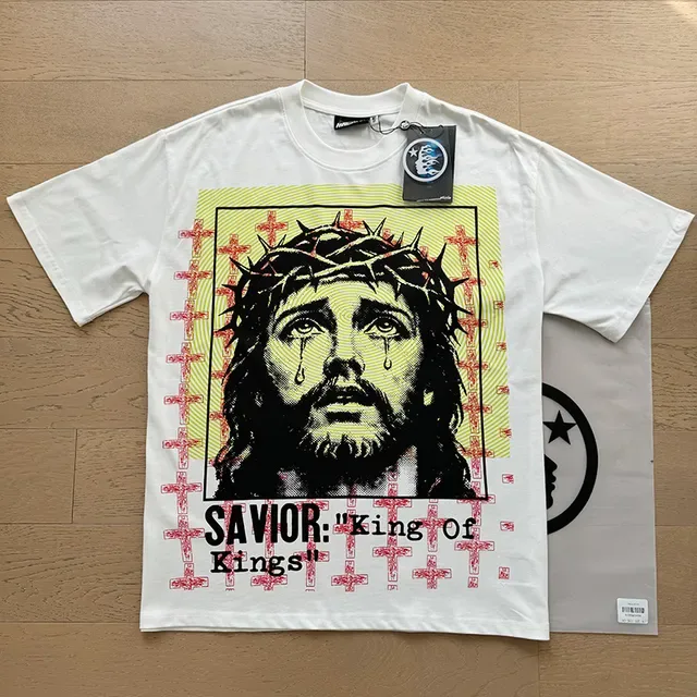 White Graphic Print Religious Motif Oversized T-Shirt 9
