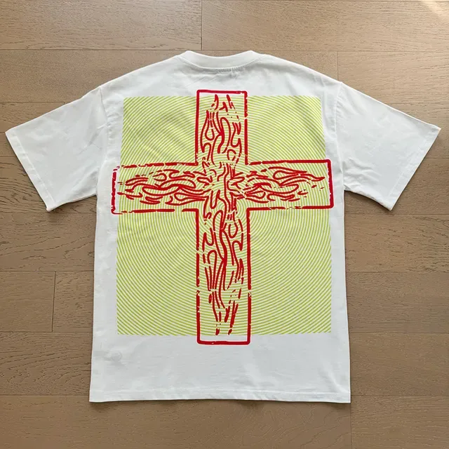 White Graphic Print Religious Motif Oversized T-Shirt 10