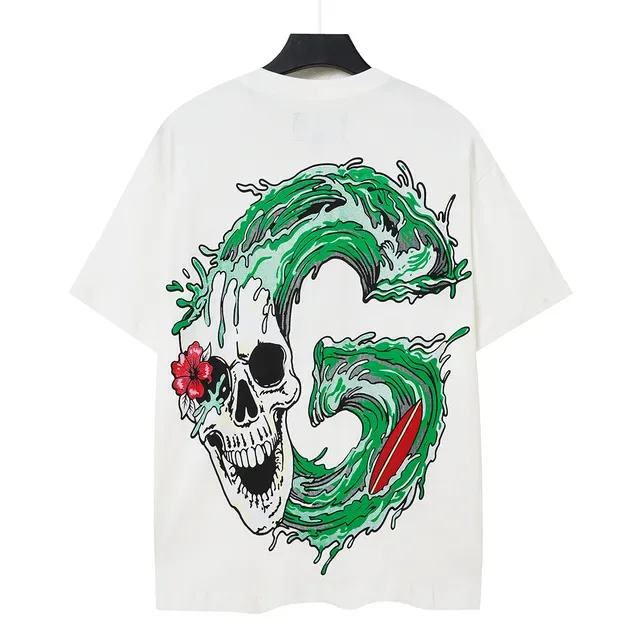 White Graphic-Print Surf-Themed Oversized T-Shirt 4