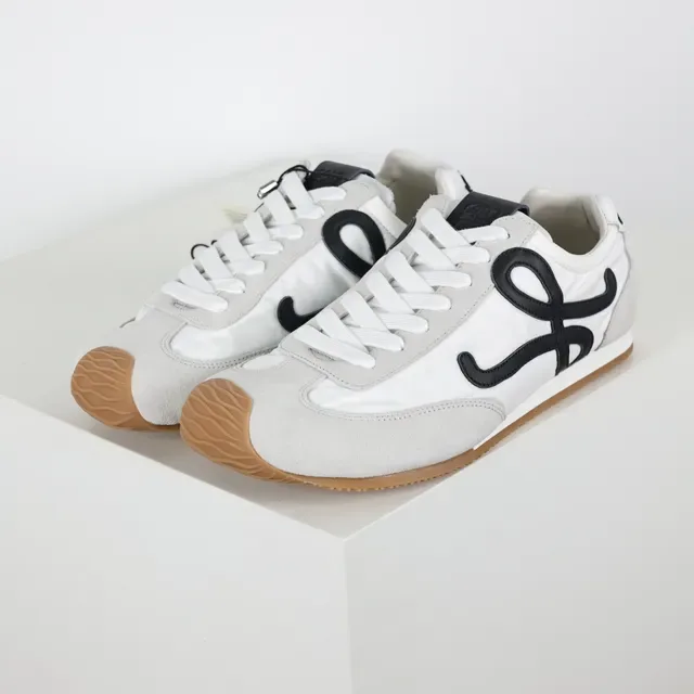 White Gray Low-Top Mixed-Material Upper Sneakers 2