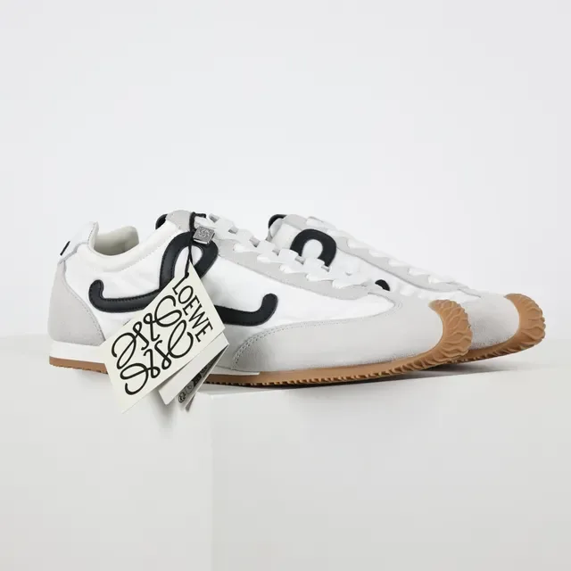 White Gray Low-Top Mixed-Material Upper Sneakers 3