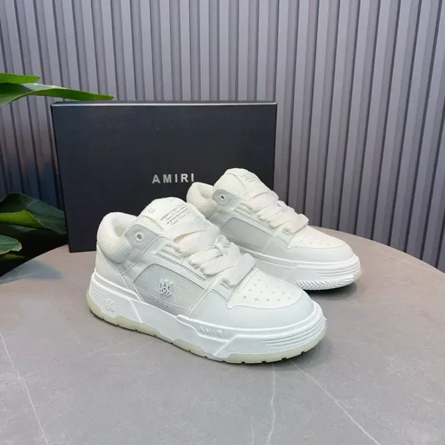 White Low-Top Layered Synthetic-Mesh Upper Sneakers 6