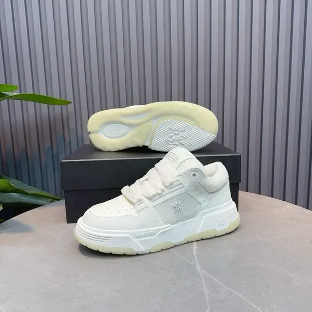 White Low-Top Layered Synthetic-Mesh Upper Sneakers 7