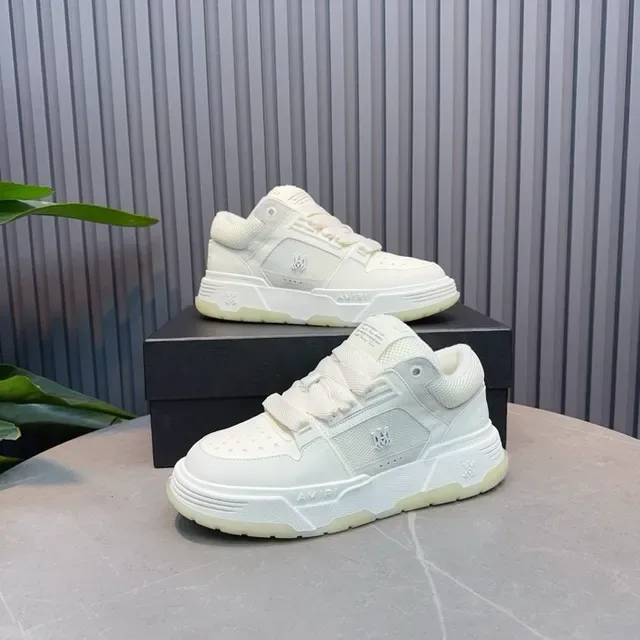 White Low-Top Layered Synthetic-Mesh Upper Sneakers 9