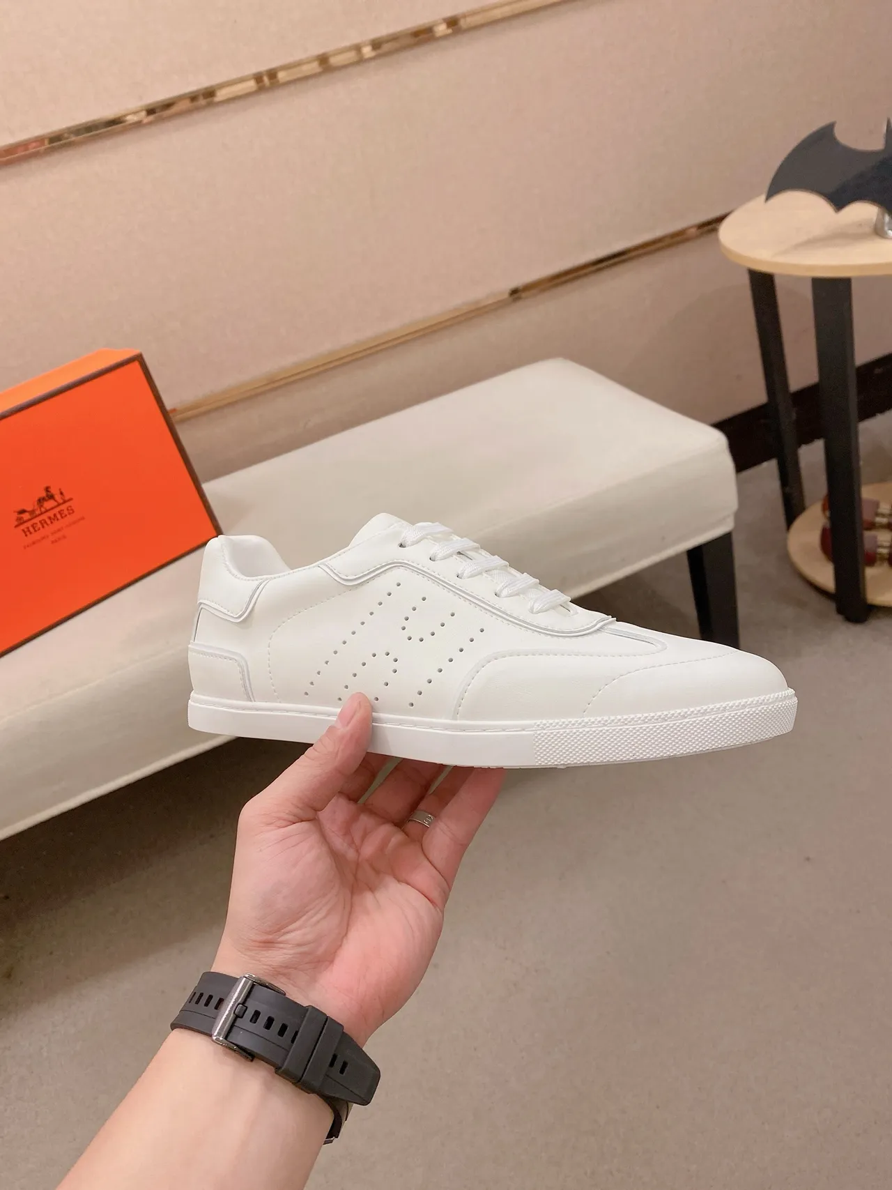 White Minimalist Perforated Lifestyle Sneaker 4