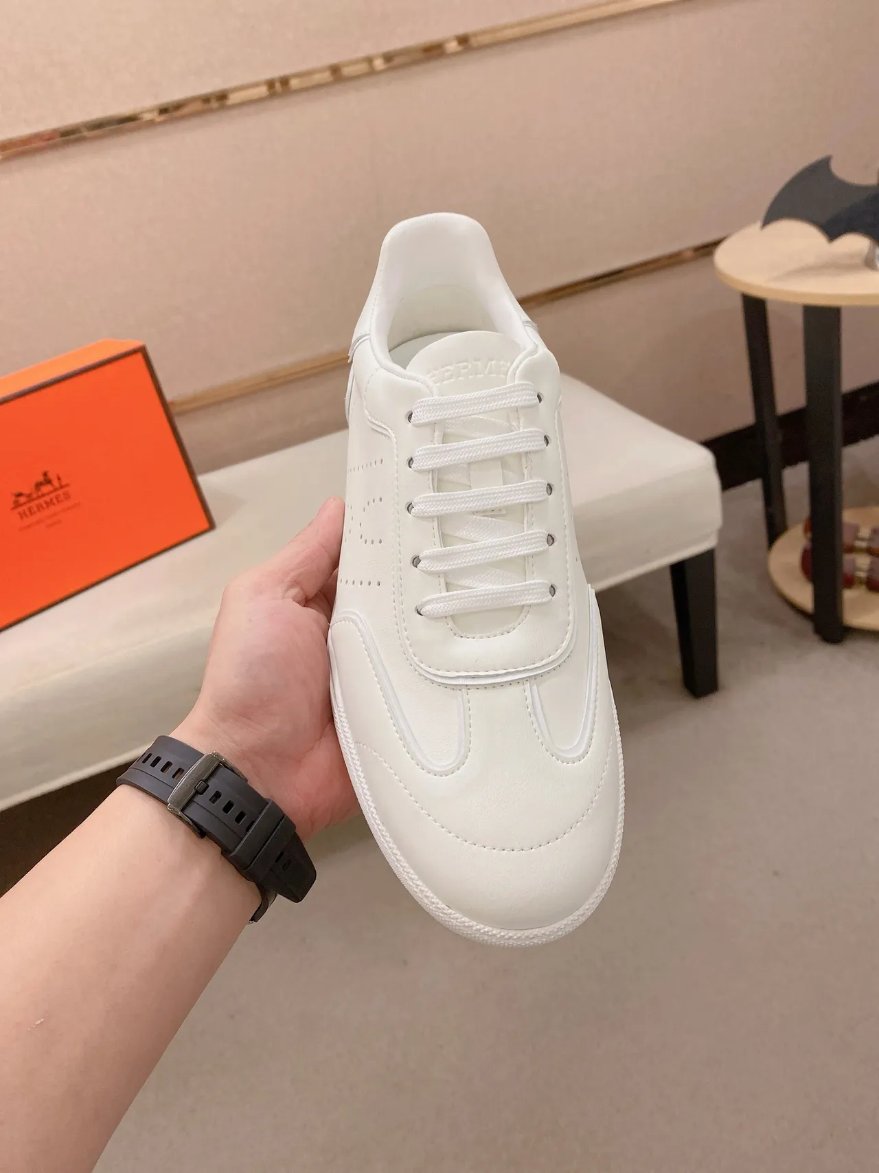White Minimalist Perforated Lifestyle Sneaker 5