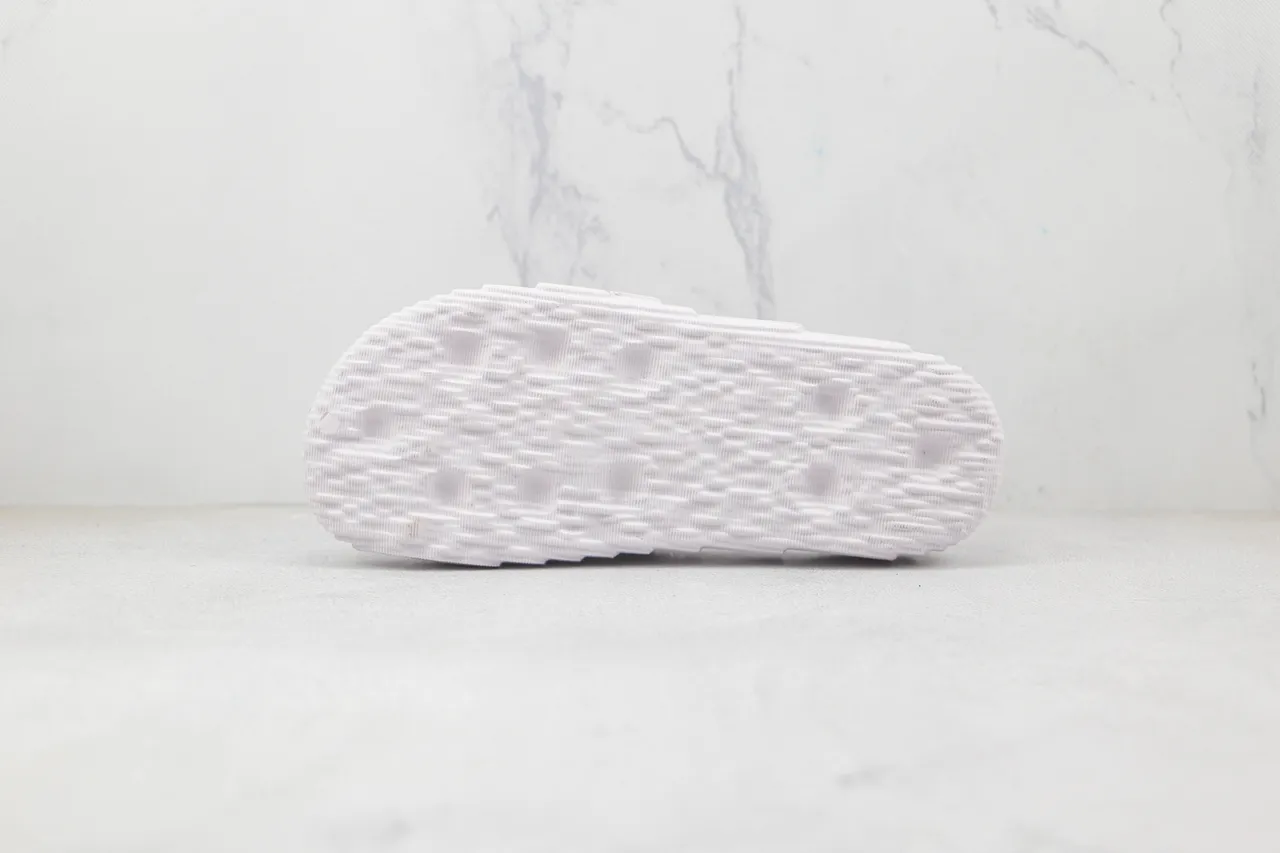 White Molded Ribbed Strap Slipper 6