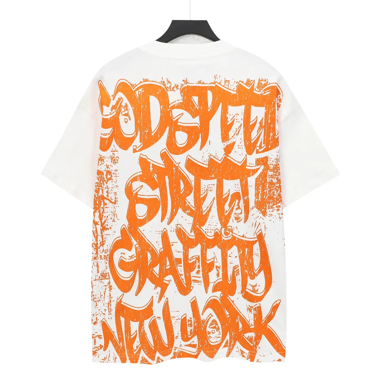 White Oversized Graphic-Print Graffiti Streetwear T-Shirt 3