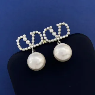 White Silver Pearl Drop Beaded Openwork Frame Earrings