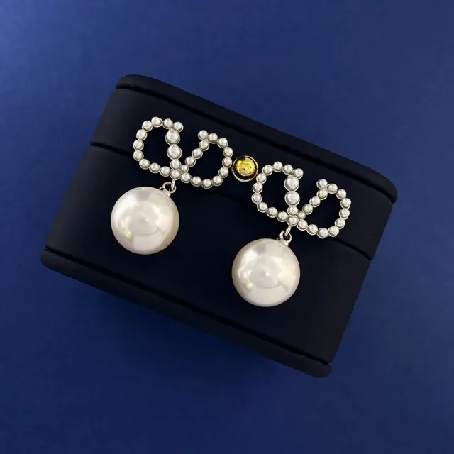 White Silver Pearl Drop Beaded Openwork Frame Earrings 2