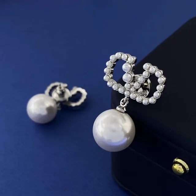 White Silver Pearl Drop Beaded Openwork Frame Earrings 6