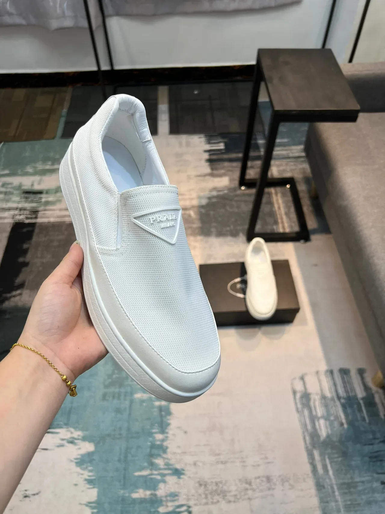 White Slip-On Textile Casual Shoe 6