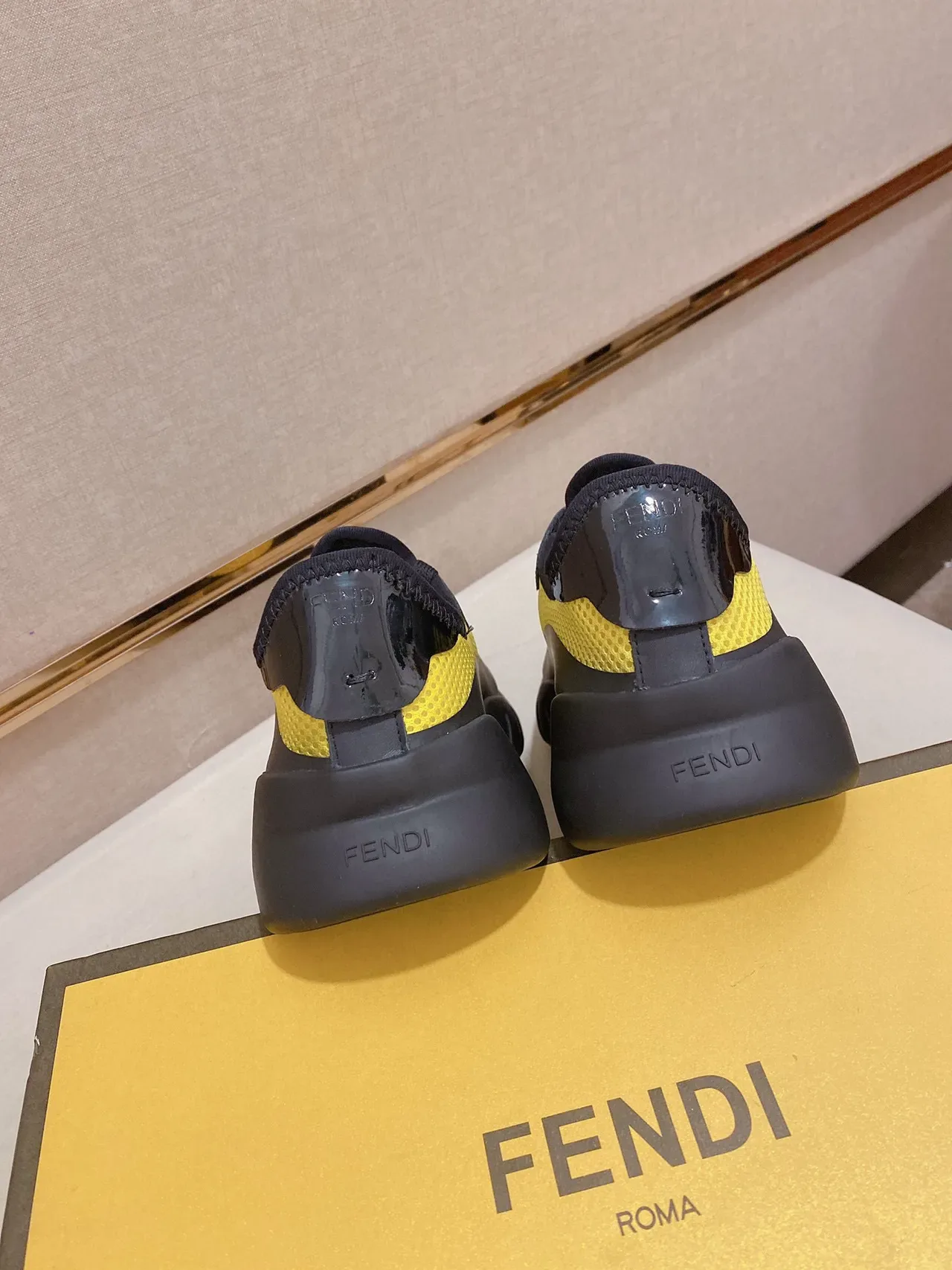 Yellow and Black Mesh-and-Synthetic Lifestyle Sneaker 4