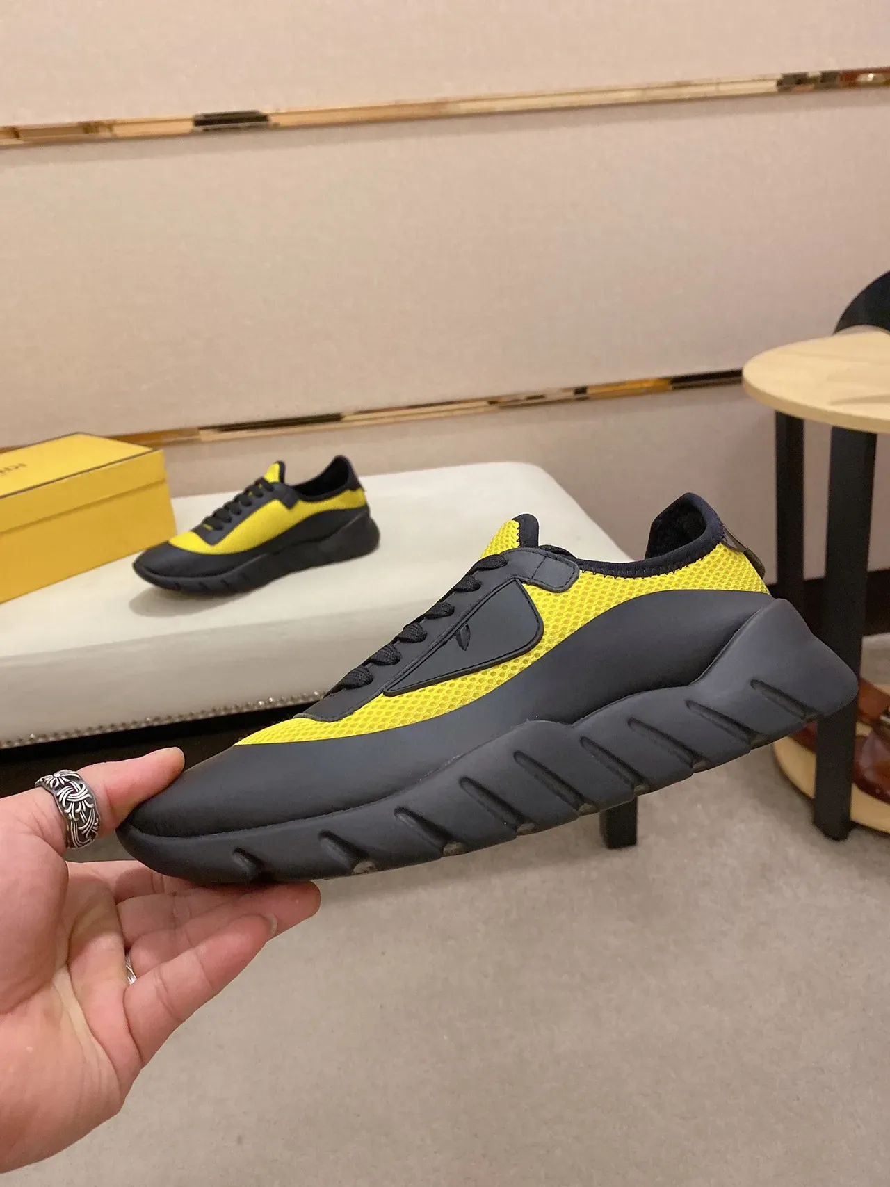 Yellow and Black Mesh-and-Synthetic Lifestyle Sneaker 9