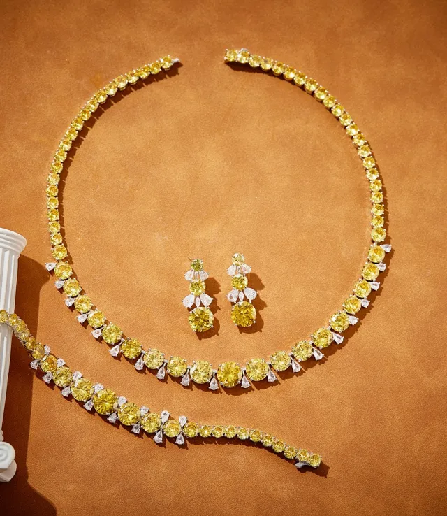 Yellow and White Gemstone Tennis Bracelet 5