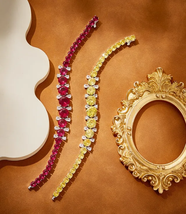 Yellow and White Gemstone Tennis Bracelet 6