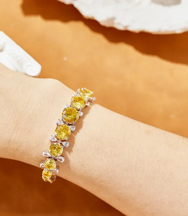 Yellow and White Gemstone Tennis Bracelet 8