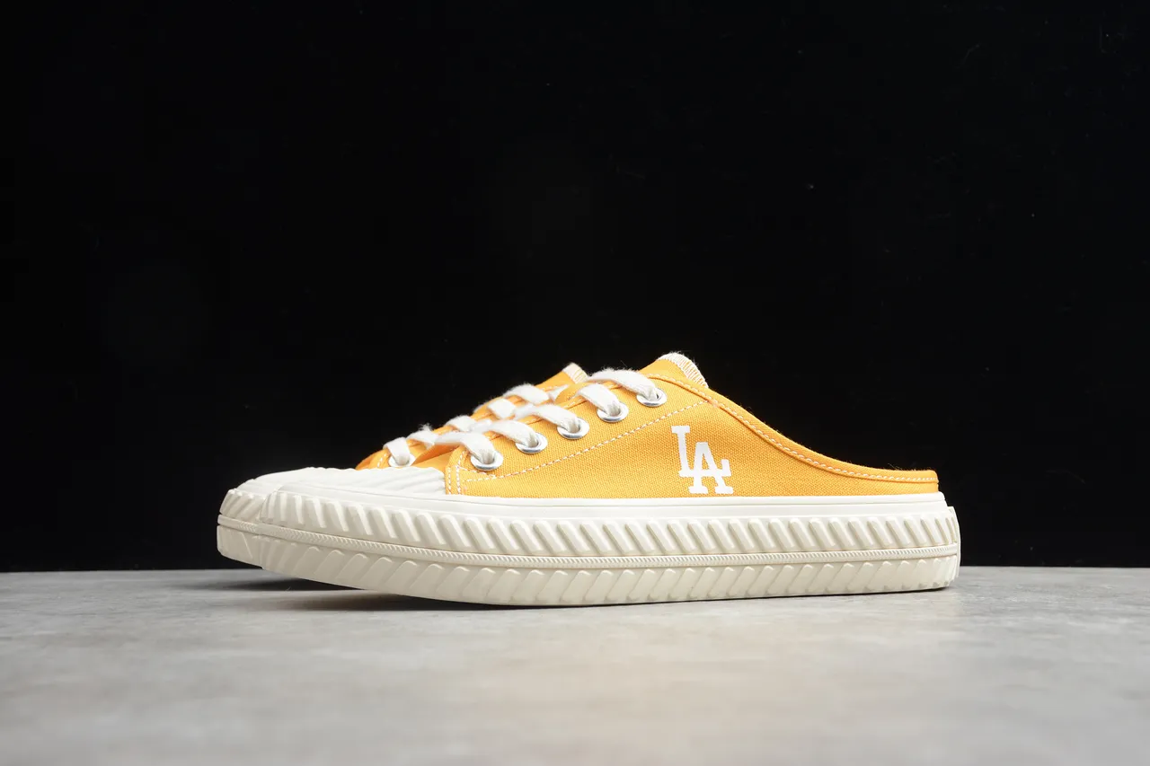 Yellow Beige Upper Lace-Up Mule Canvas Shoes 6