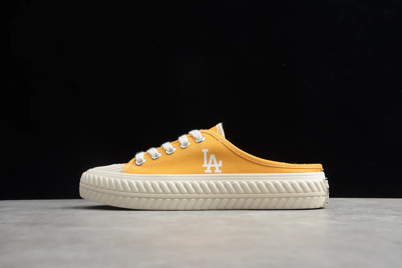 Yellow Beige Upper Lace-Up Mule Canvas Shoes 7
