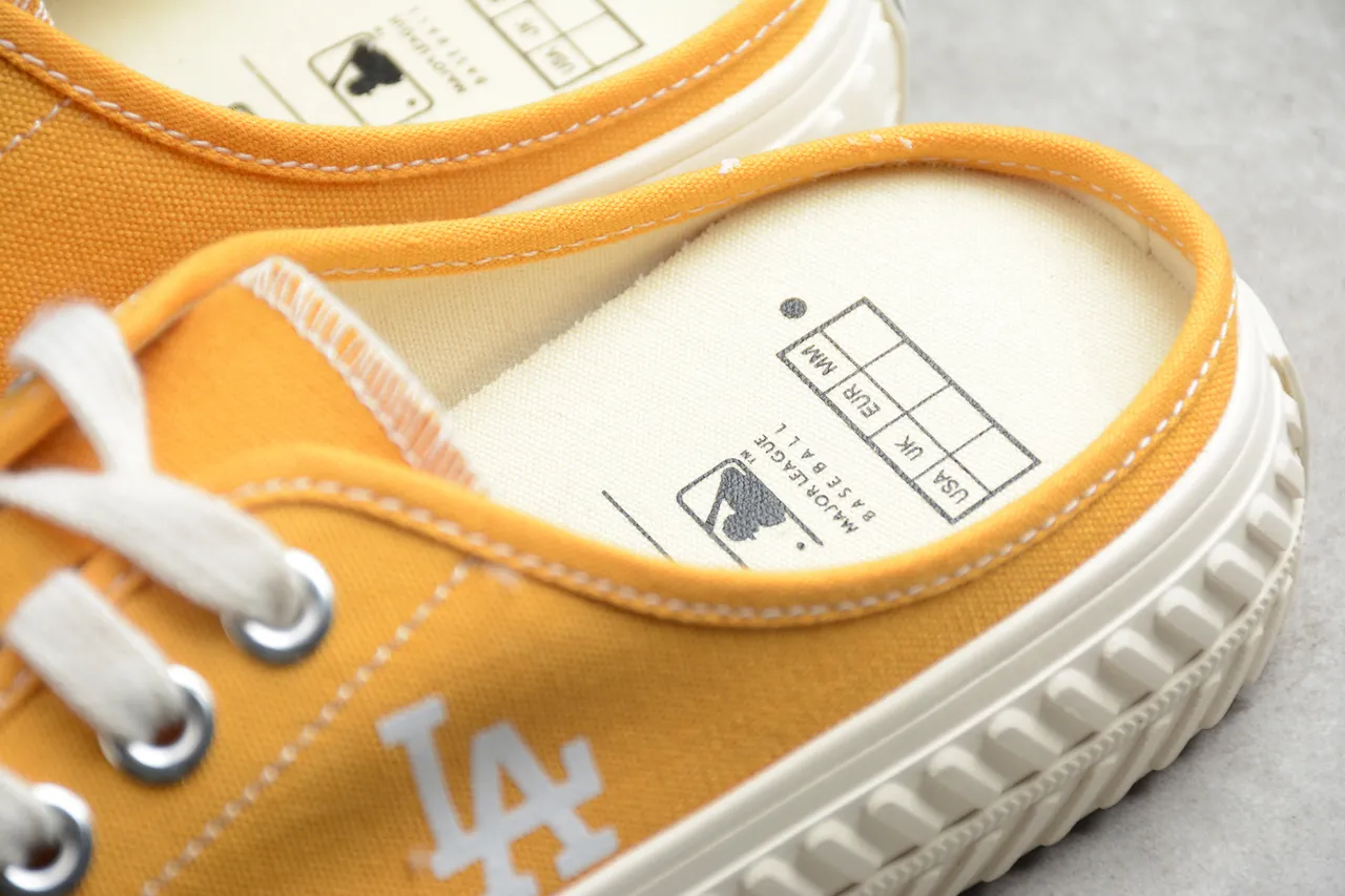 Yellow Beige Upper Lace-Up Mule Canvas Shoes 13