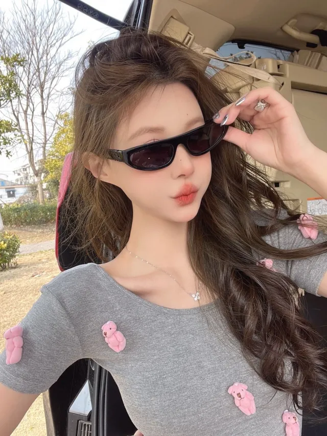 Gentle Monster Black Gray Narrow Cat-Eye Silhouette Slim Acetate Frame Sunglasses 5