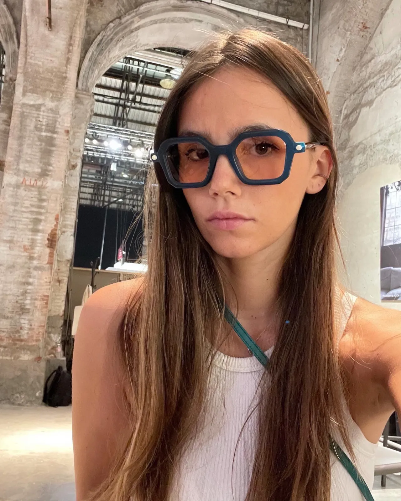 Gentle Monster Geometric Octagonal Navy Frame Orange Lens Sunglasses 1