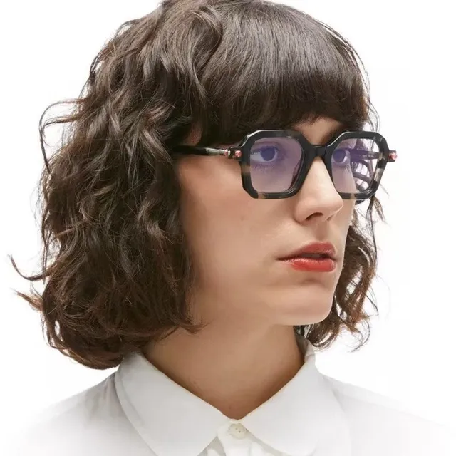Gentle Monster Geometric Octagonal Navy Frame Orange Lens Sunglasses 3