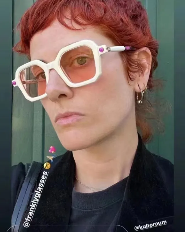 Gentle Monster Geometric Octagonal Navy Frame Orange Lens Sunglasses 6