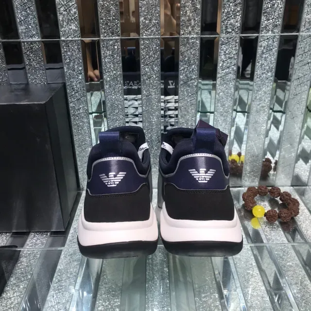 Giorgio Armani Navy Silver Mesh Upper Bold Logo Panel Lifestyle Sneakers 3