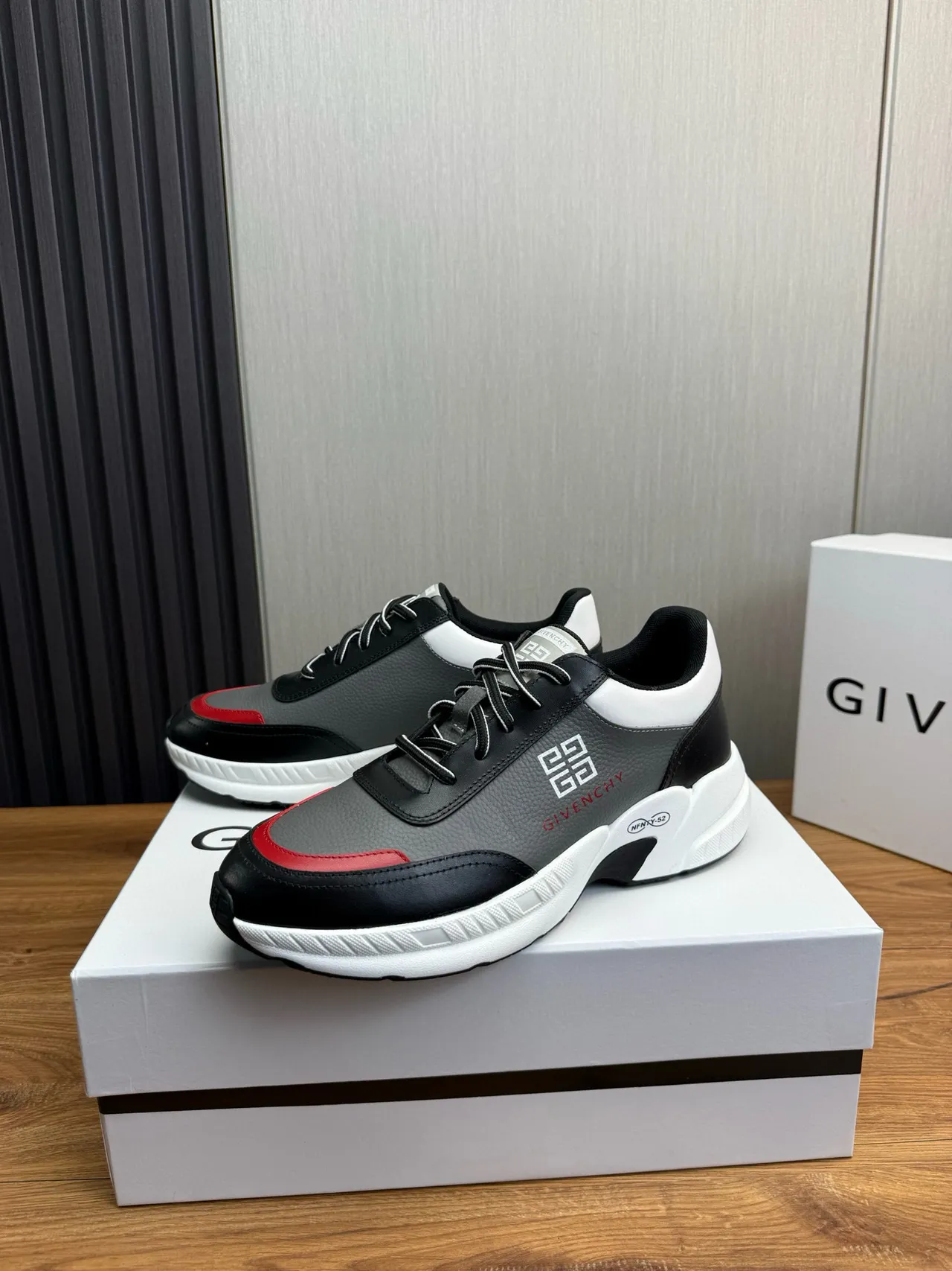 Givenchy City Sport Black Gray Red Chunky Sneakers 5