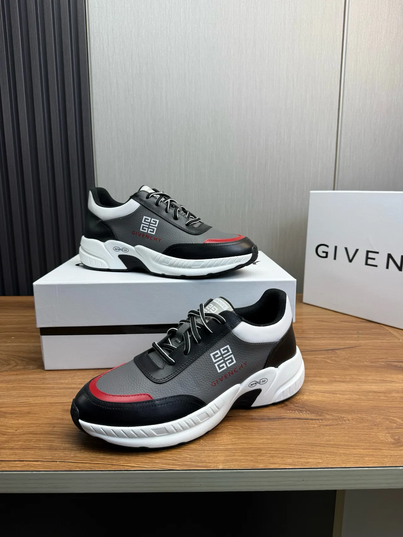 Givenchy City Sport Black Gray Red Chunky Sneakers 6
