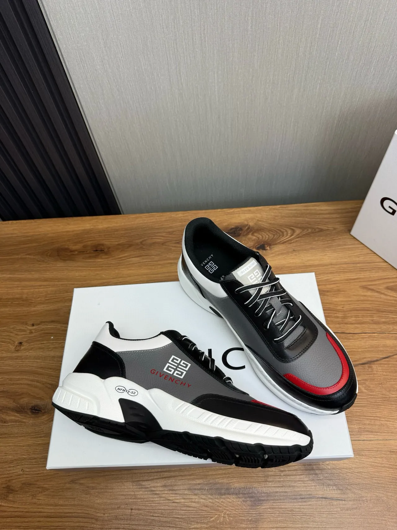 Givenchy City Sport Black Gray Red Chunky Sneakers 8