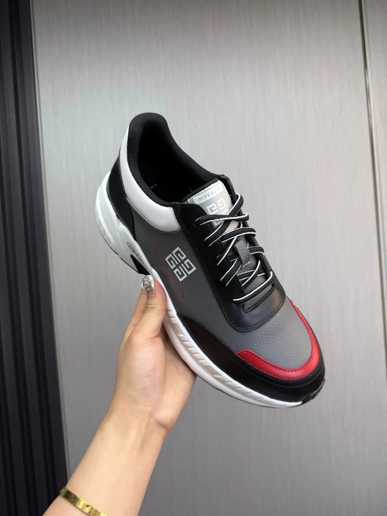 Givenchy City Sport Black Gray Red Chunky Sneakers 10