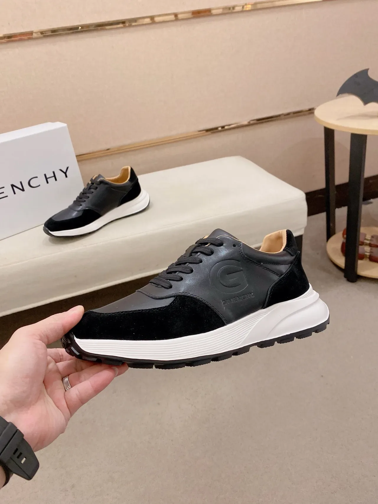 Givenchy City Sport Black Leather and Suede Lifestyle Sneaker 3