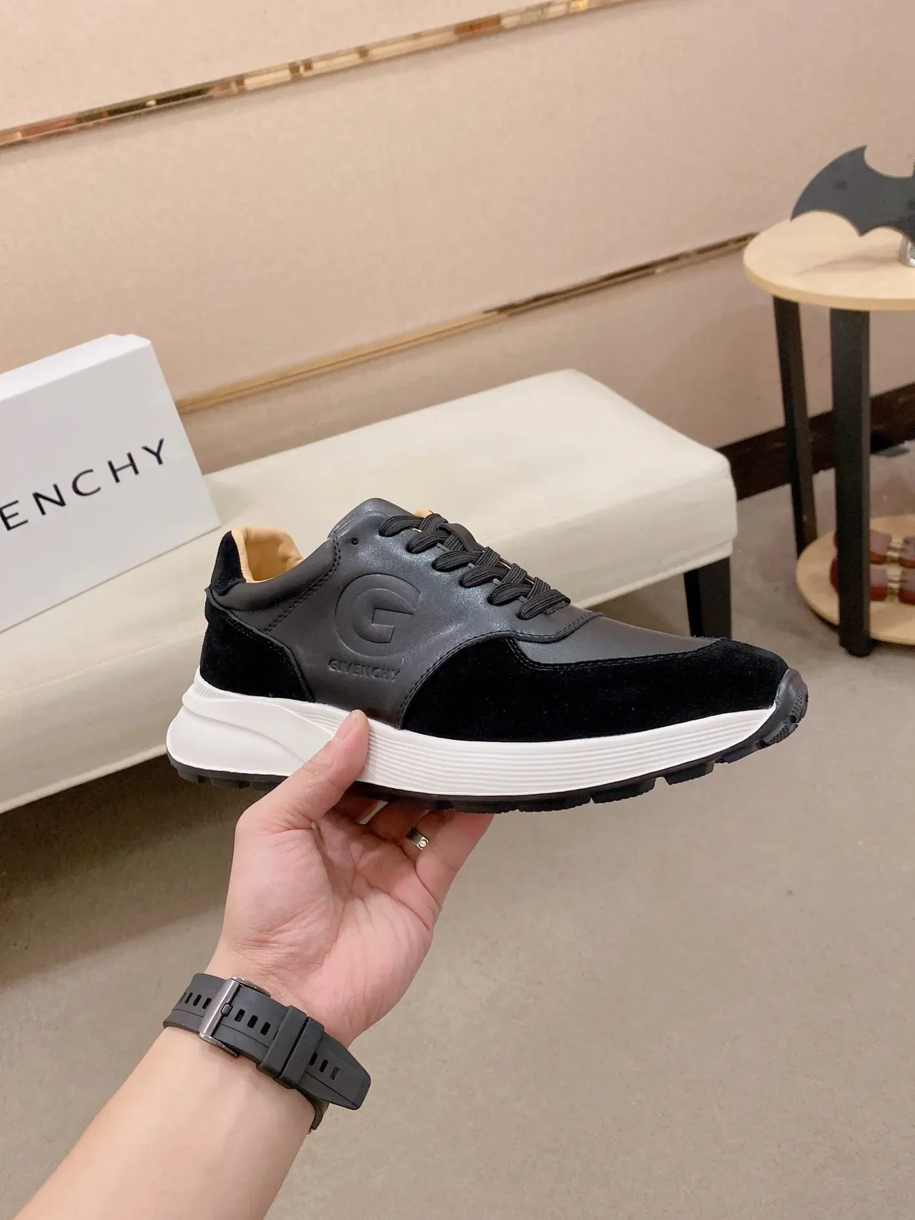 Givenchy City Sport Black Leather and Suede Lifestyle Sneaker 4