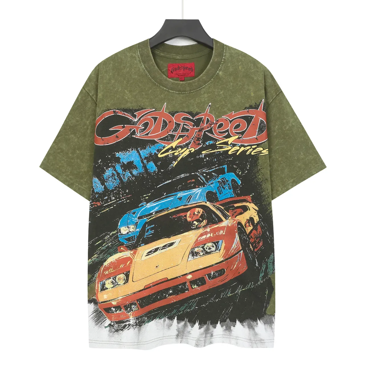 Godspeed Cup Series Racing Graphic Olive Green T-Shirt 3