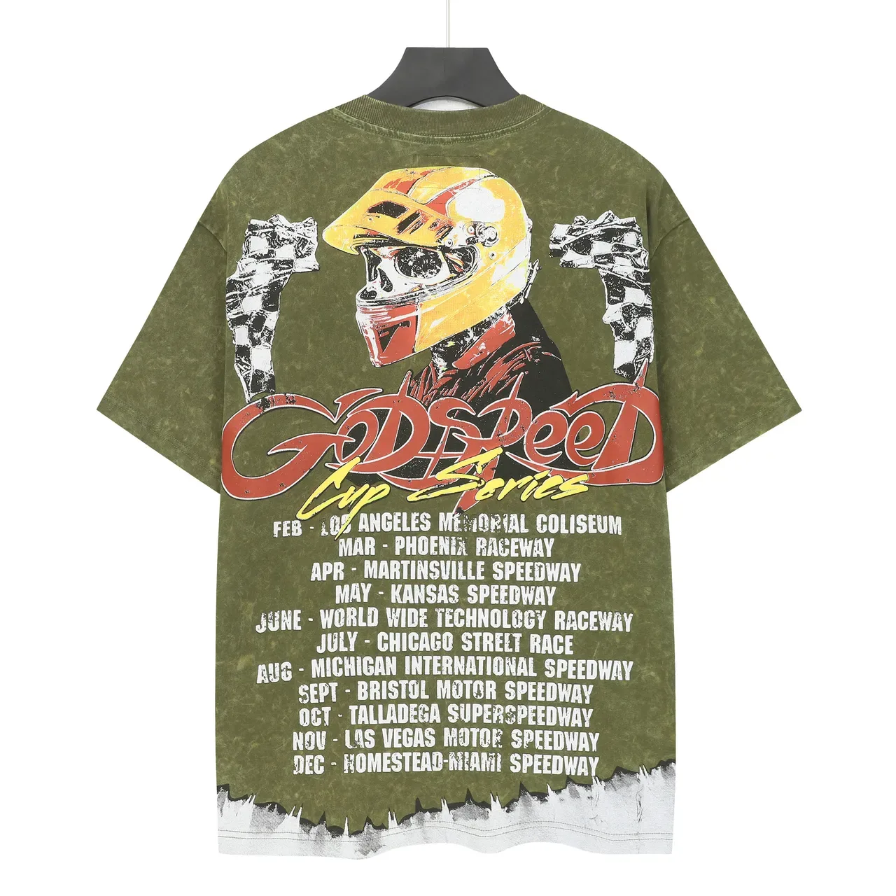 Godspeed Cup Series Racing Graphic Olive Green T-Shirt 4